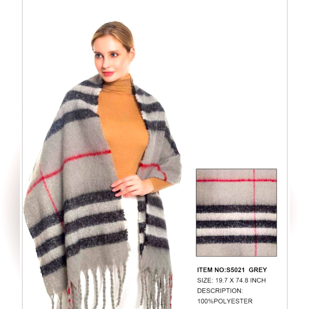 Woman scarf Parisecse grey color 100% poly soft comfortable